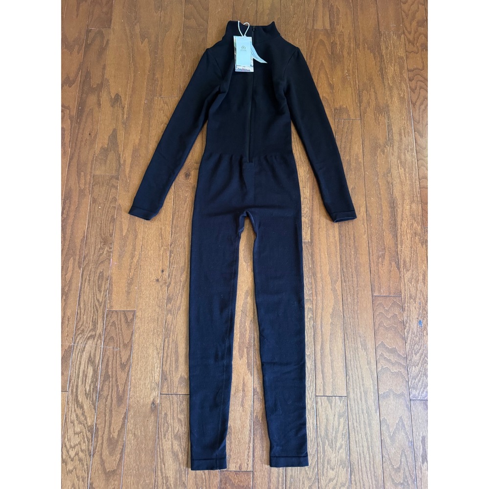 NWT Zara Ski Collection Woolmark Wool Blend Zip Up Jumpsuit Black Small